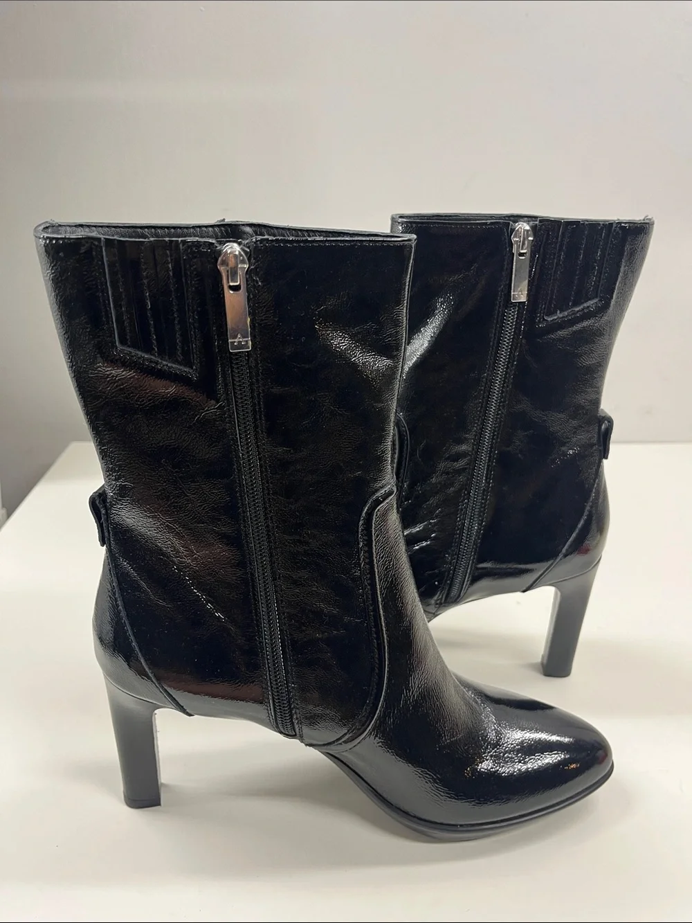 New Aquatalia Renisa Leather Boots in Black Leather Size 10